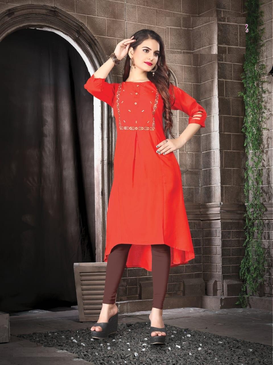 Orange color kurti TheIndianFab